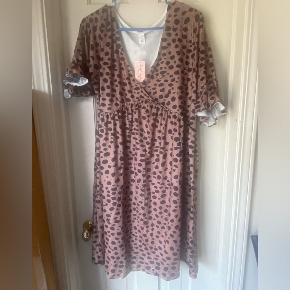 Pink Daisy Size 1X Animal Print Dress